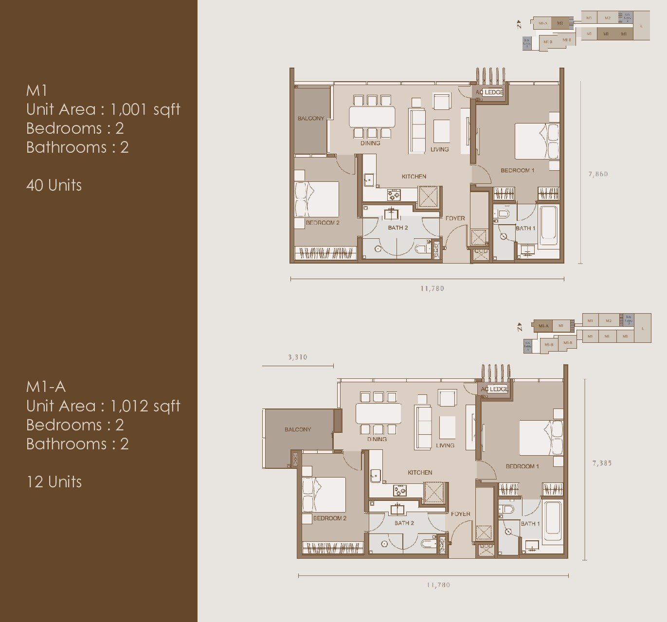 111 Menerung Types M1 and M1-A floor plan