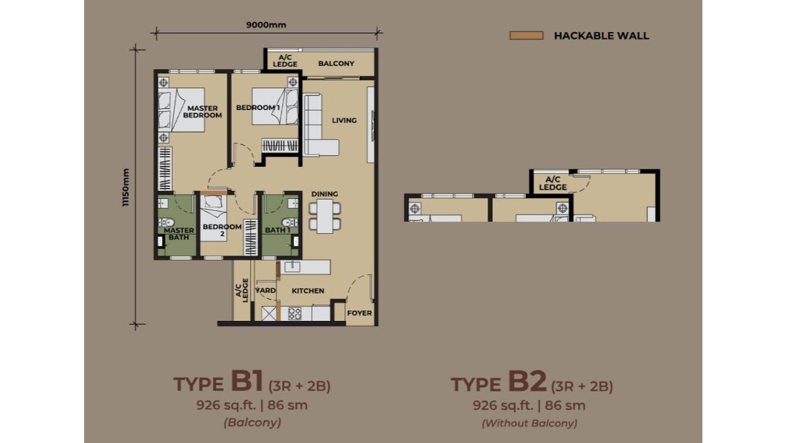 Type B1 / B2 floor plan