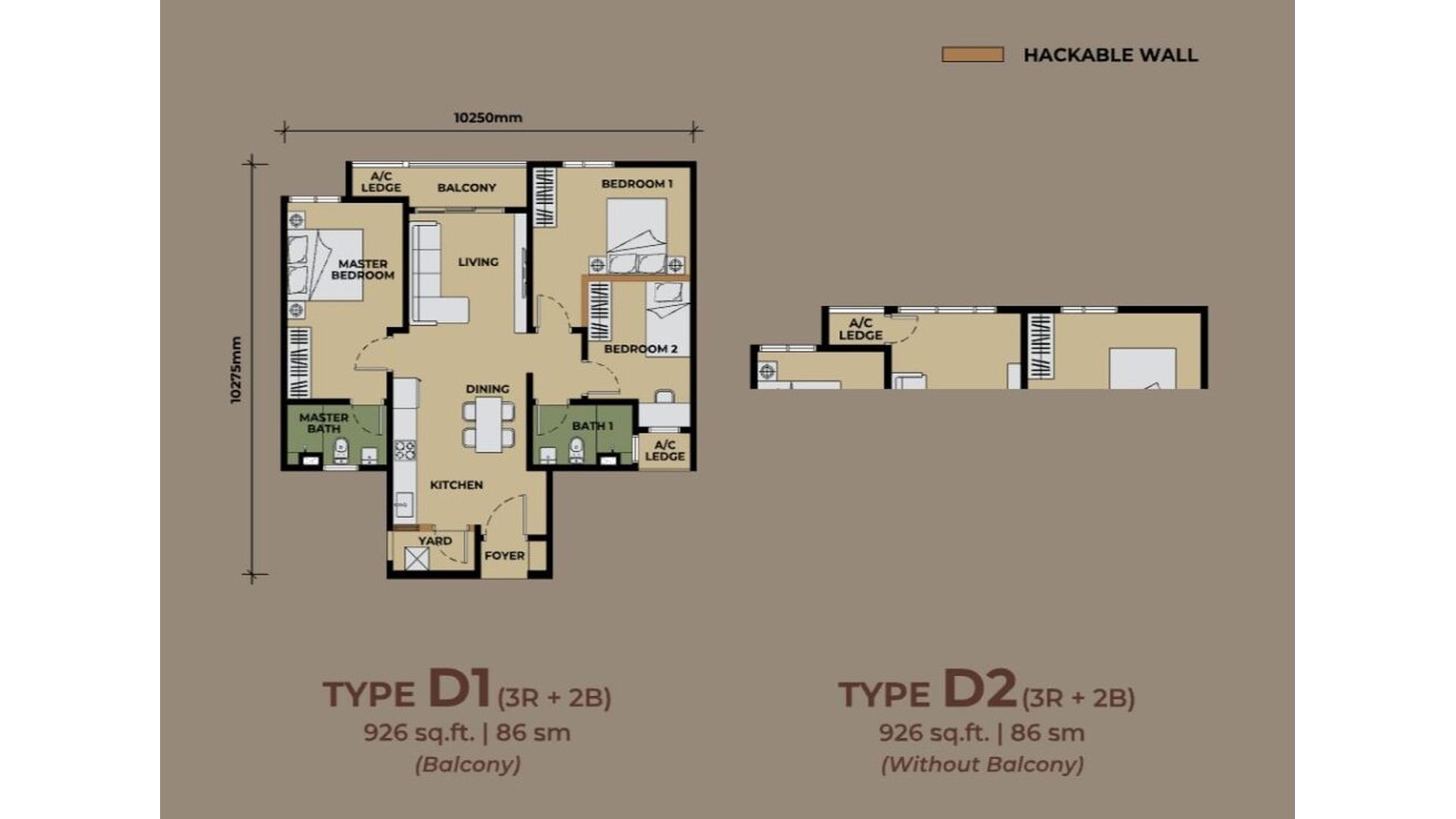 Type D1 / D2 floor plan