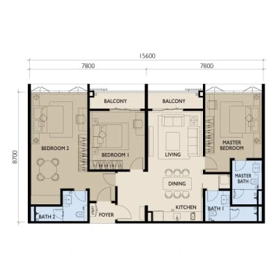 Residensi 38 Bangsar Type E 1,442 sq ft floor plan