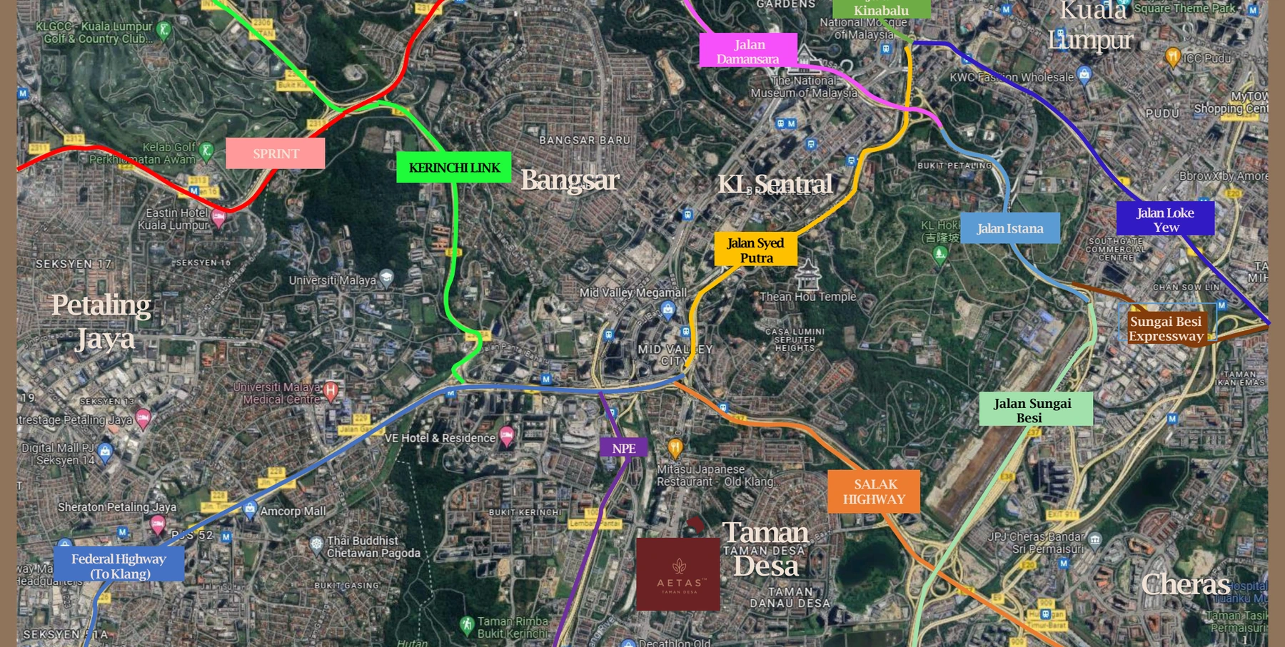 AETAS Taman Desa location reference; confirm routes and any proposed infrastructure