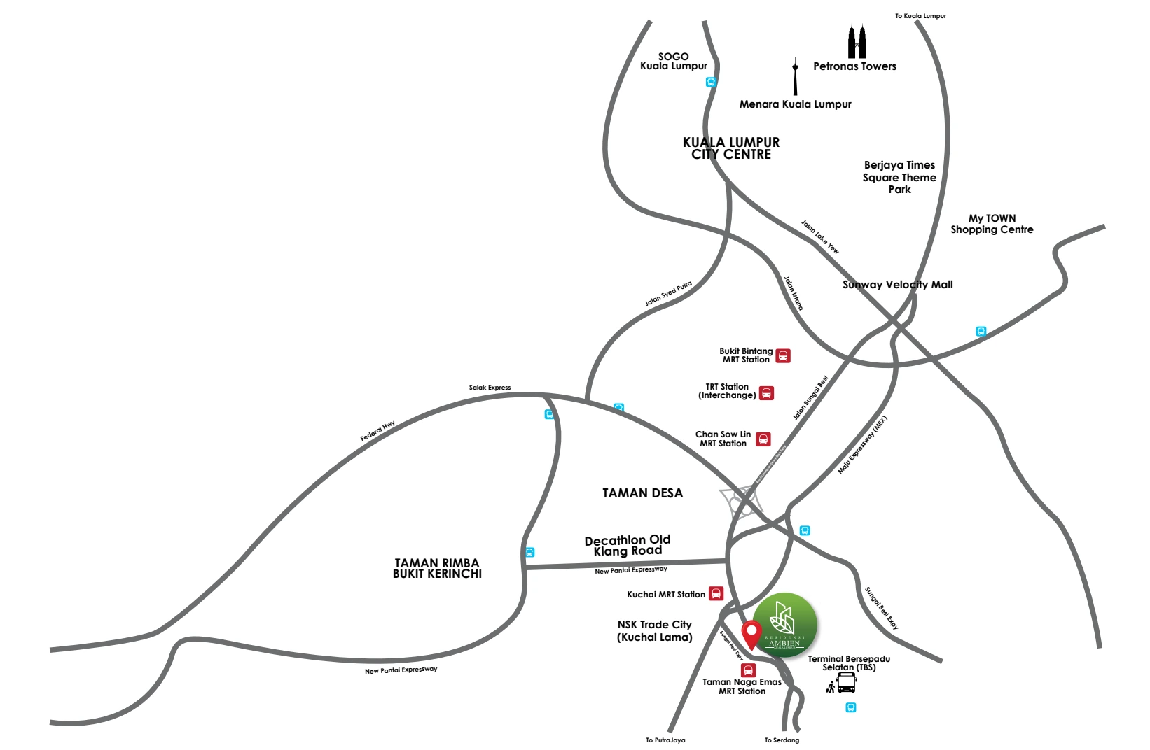 Ambience Residence location reference; confirm routes and any proposed infrastructure