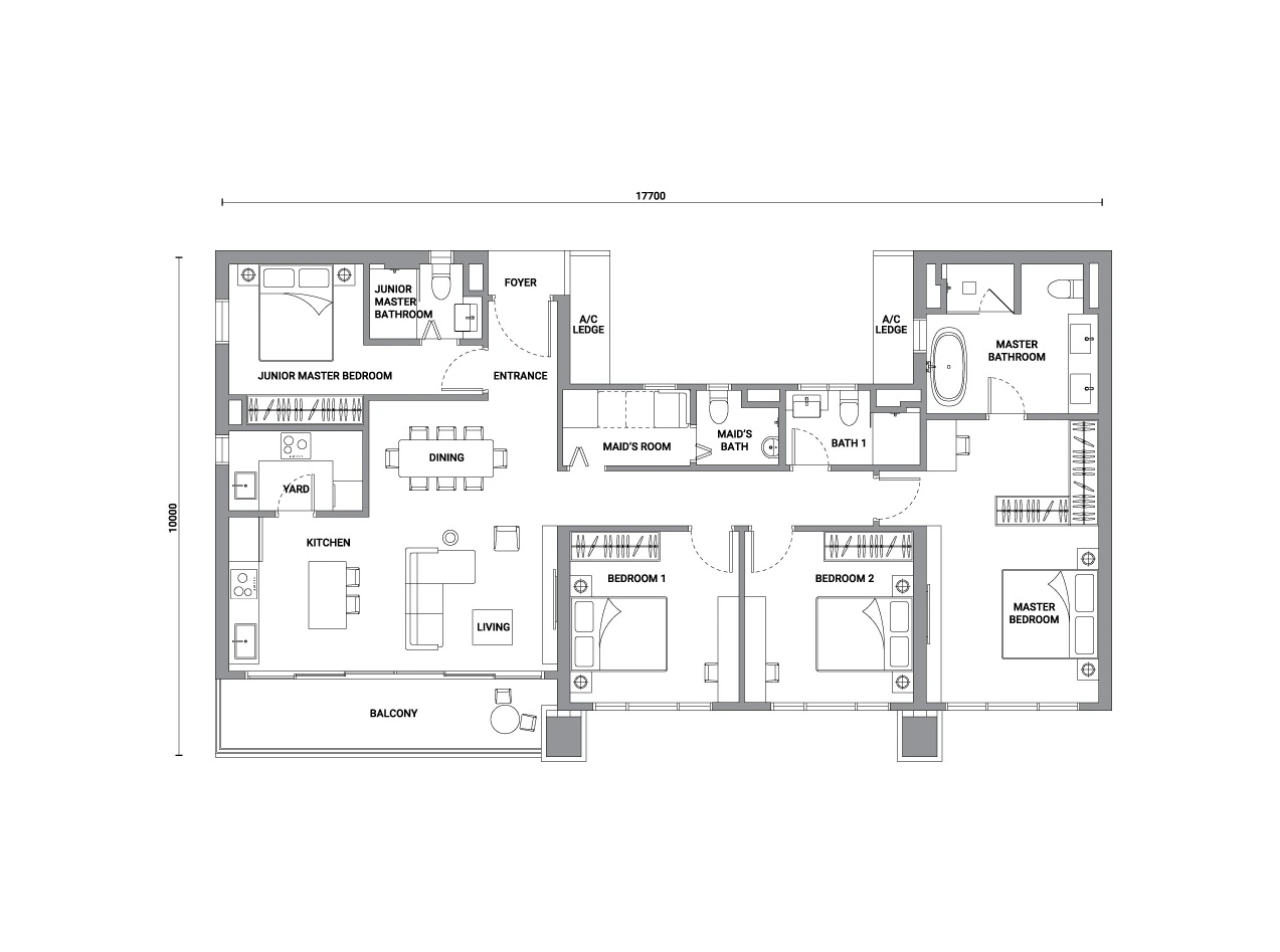 Enlace Suites Type II E 1,593 sq ft floor plan