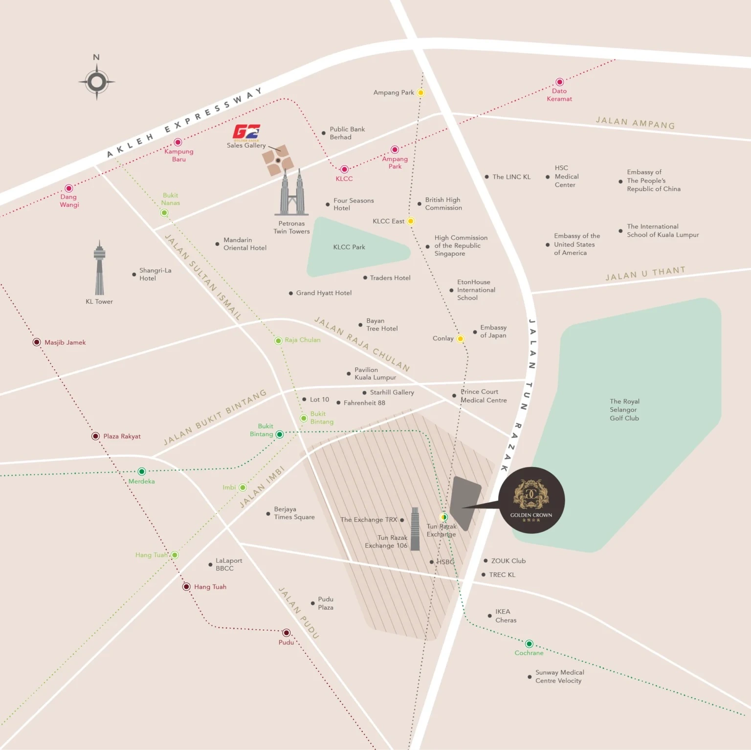 Golden Crown Residence location reference; confirm routes and any proposed infrastructure