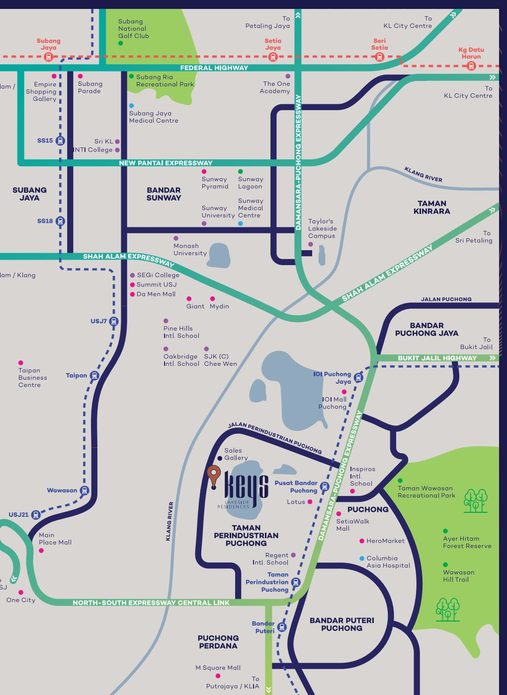 Keys at Lakeside Residences location reference; confirm routes and any proposed infrastructure