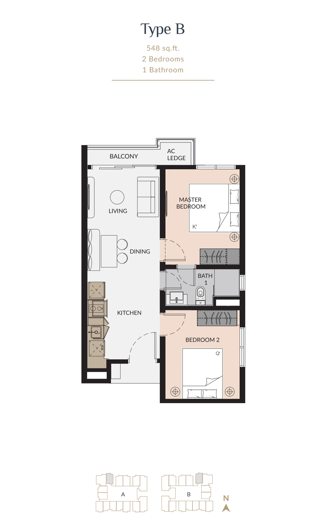 Laurel Residence Type B 548 sq ft floor plan