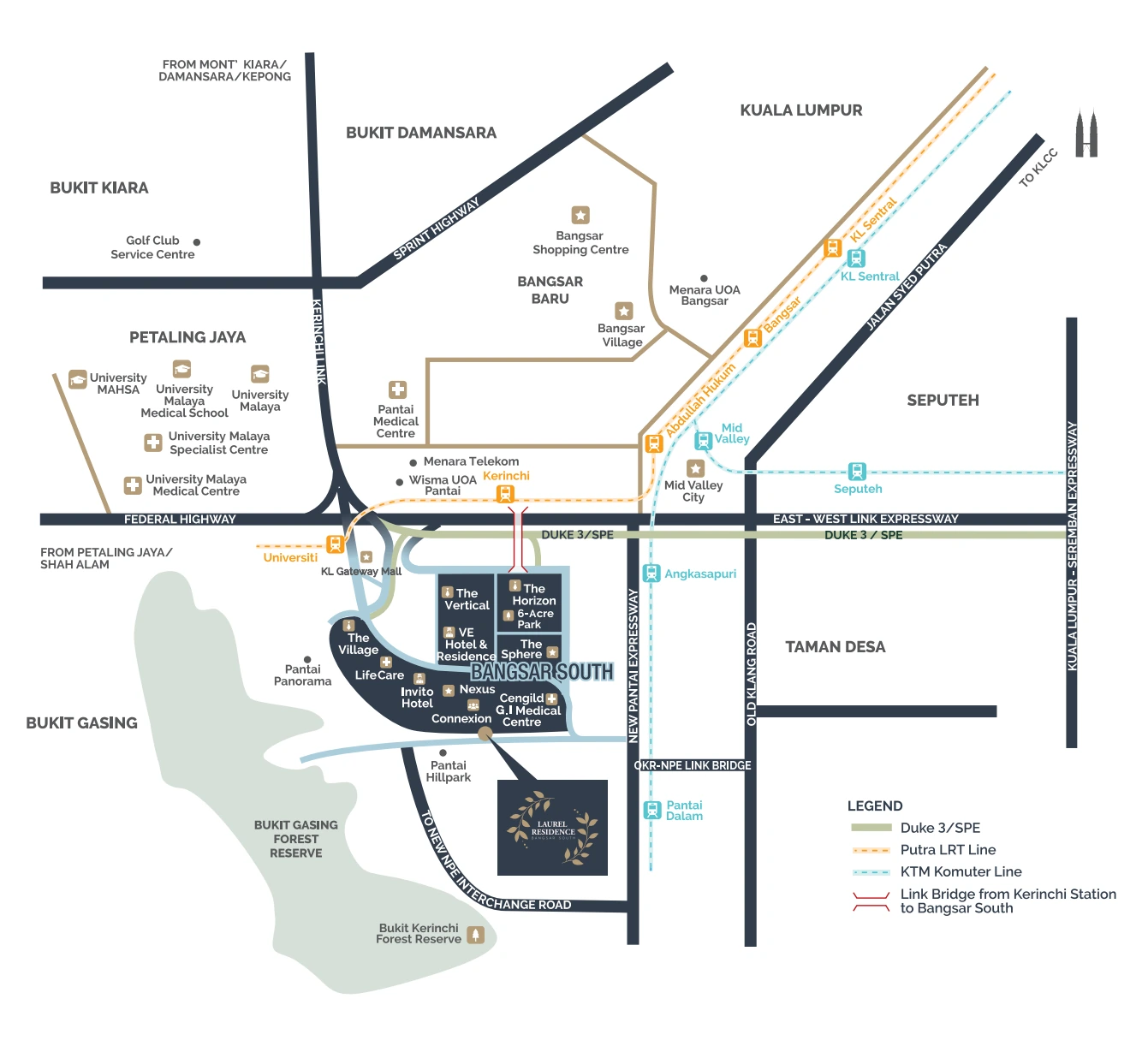 Laurel Residence developer location map; routes and proposed infrastructure require confirmation
