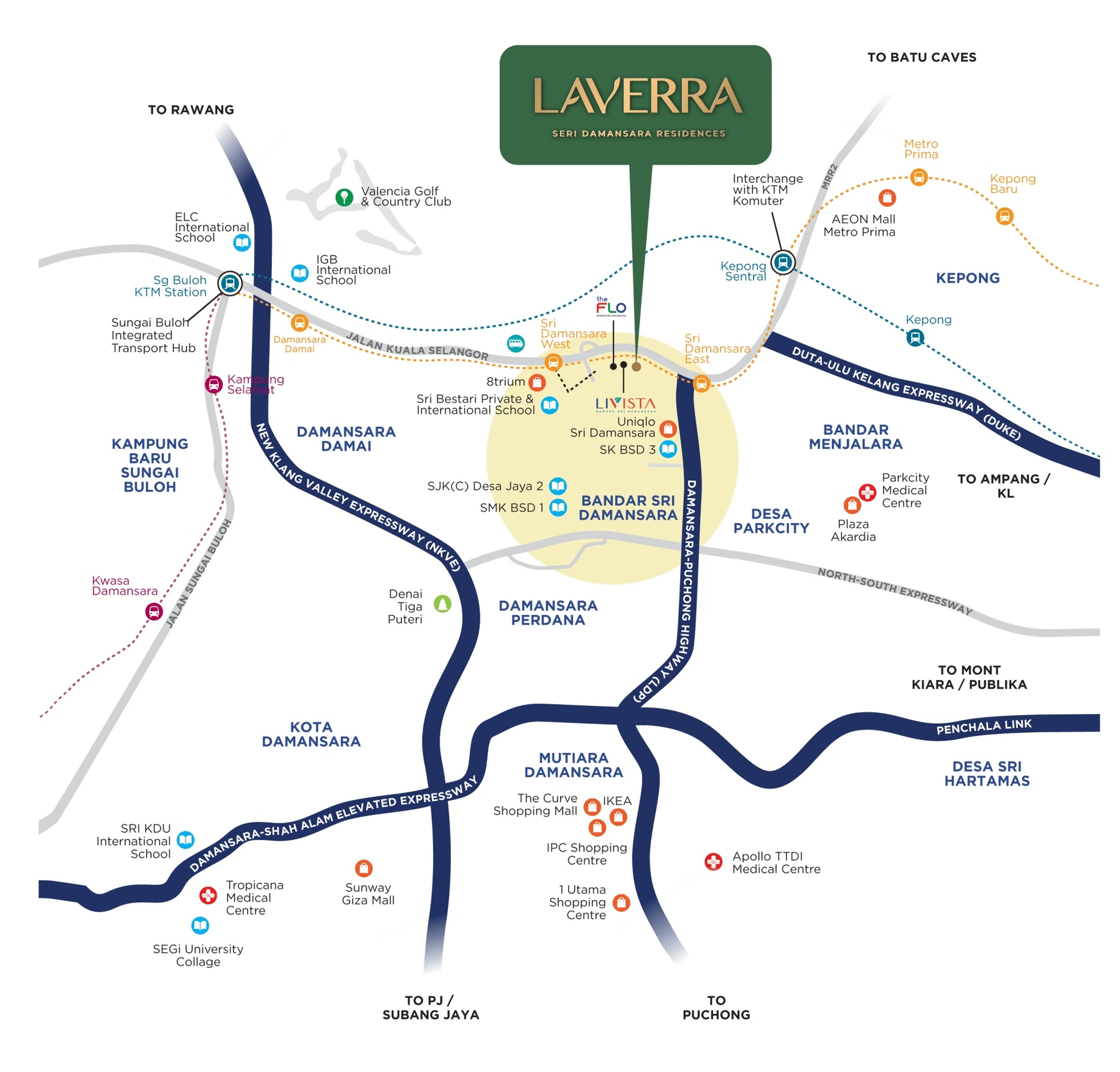 Laverra Seri Damansara location reference; confirm routes and any proposed infrastructure
