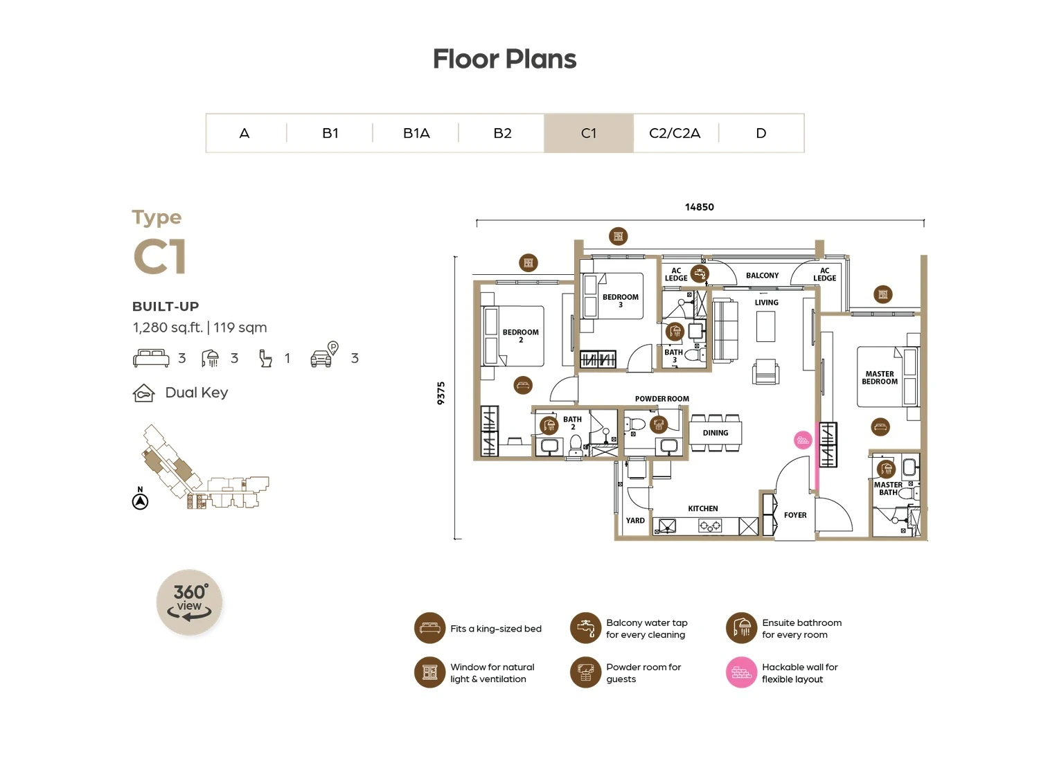 Lunar Seputeh C1 dual key floor plan