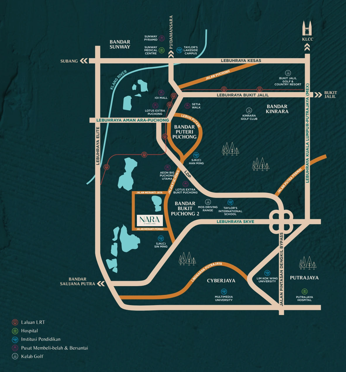 Nara at Shorea Park developer location map; routes and proposed infrastructure require confirmation