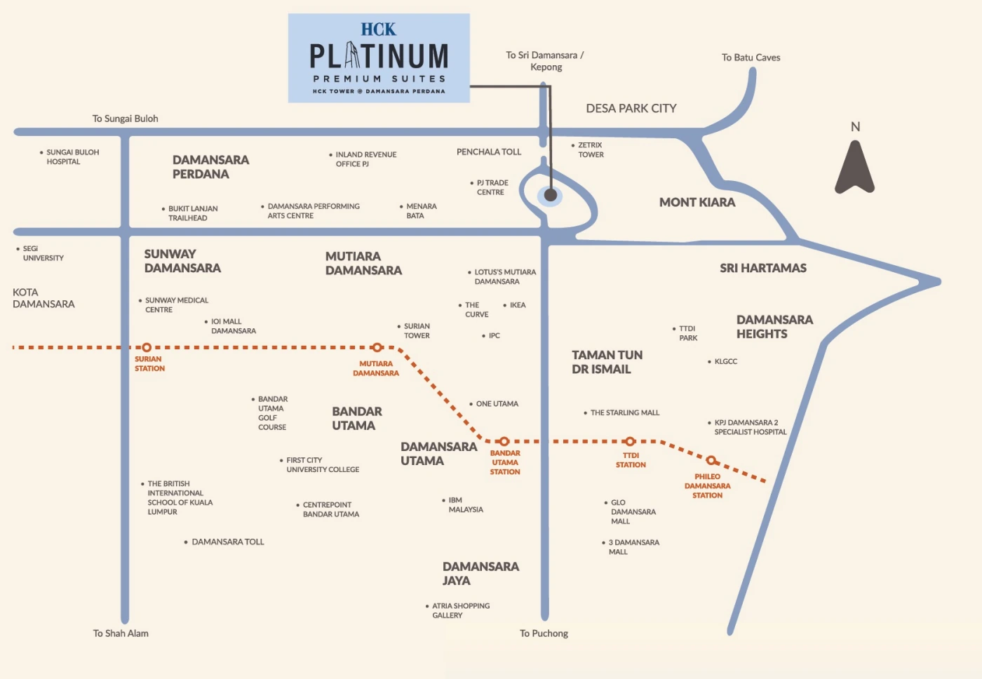 Platinum Premium Suites location reference; confirm routes and any proposed infrastructure
