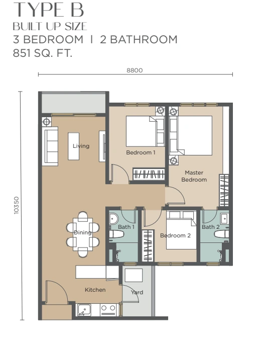 Riverville Residences 2 B floor plan