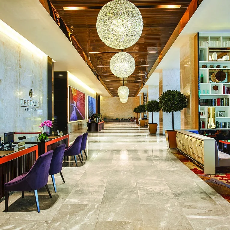 THE FACE Suites lobby, operator-published photograph