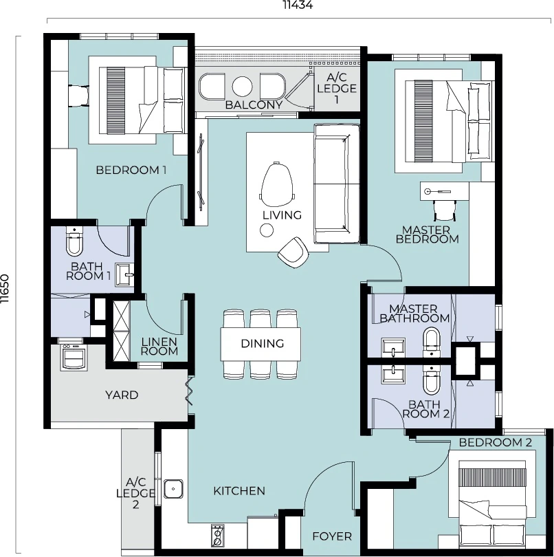 Trinity Nordic Type C 1,228 sq ft floor plan