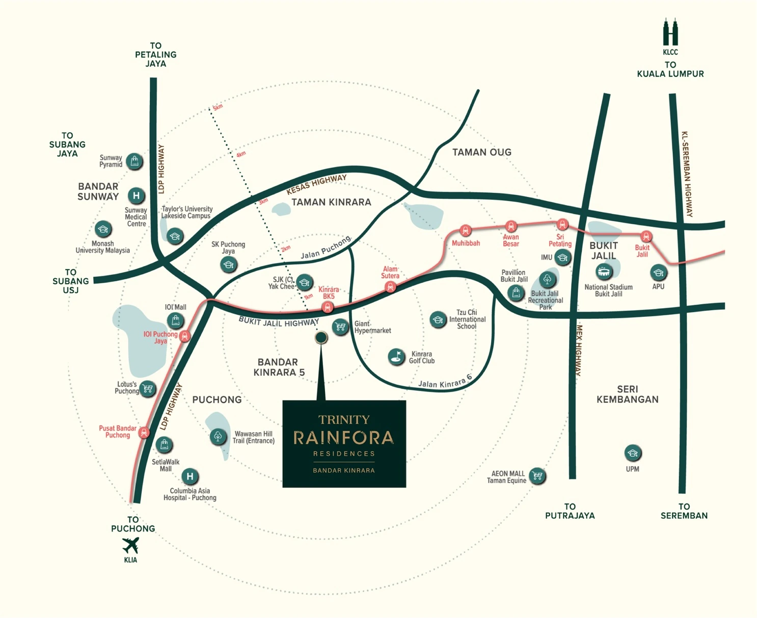 Trinity Rainfora developer location map; routes and proposed infrastructure require confirmation