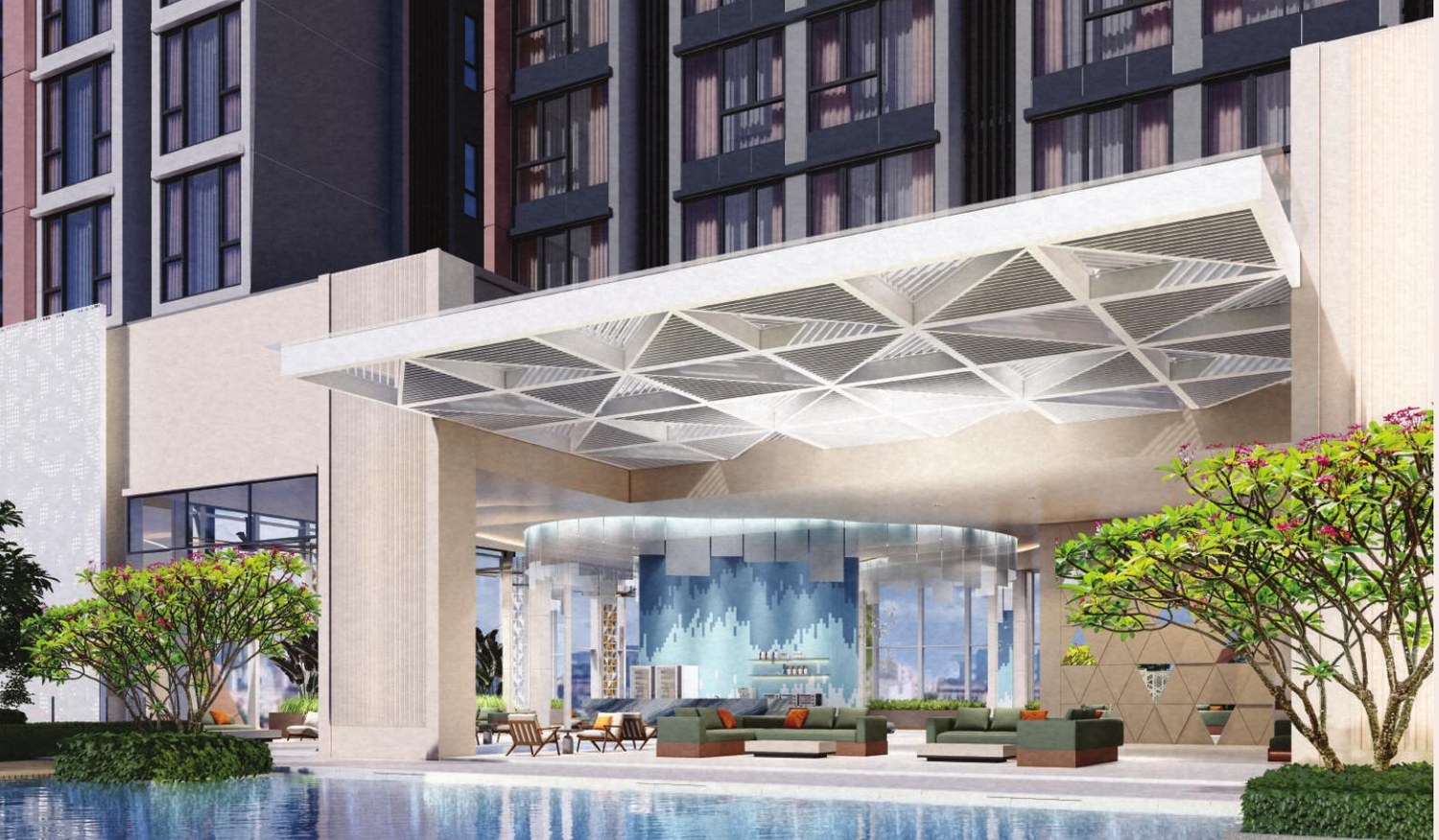 Pool deck and facade