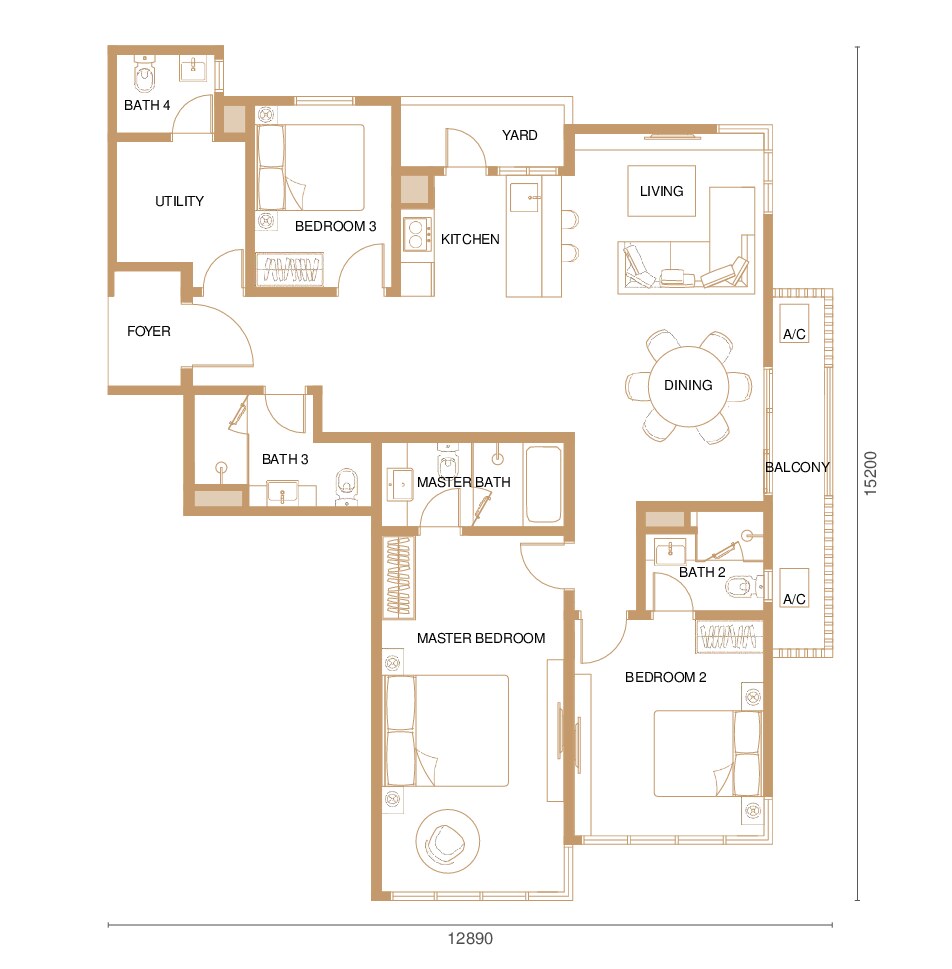 Bangsar Hill Park Tower E - Type 1B-E floor plan