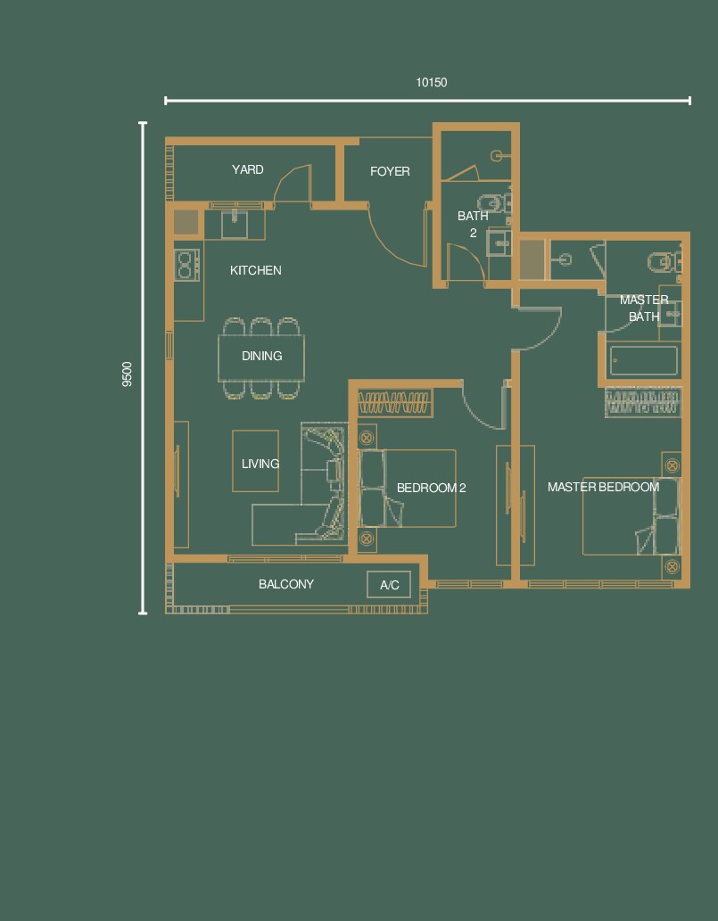 Bangsar Hill Park Tower D - Type 2B1-D floor plan