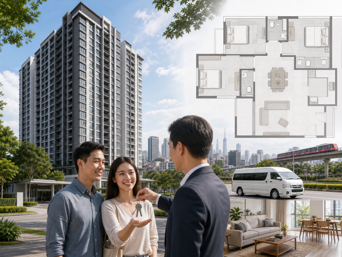 Editorial illustration for a completed Sri Petaling condominium review