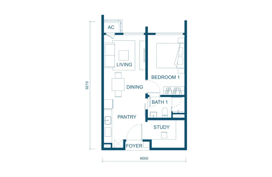 Aricia Residences Type A1 floor plan