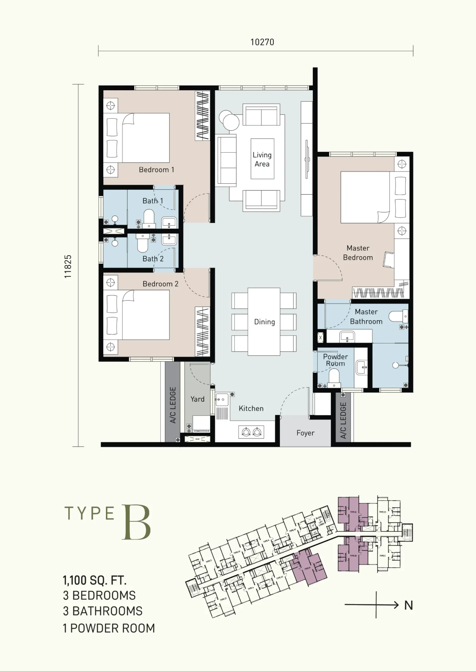 Bayu Timur Residences TYPE B floor plan