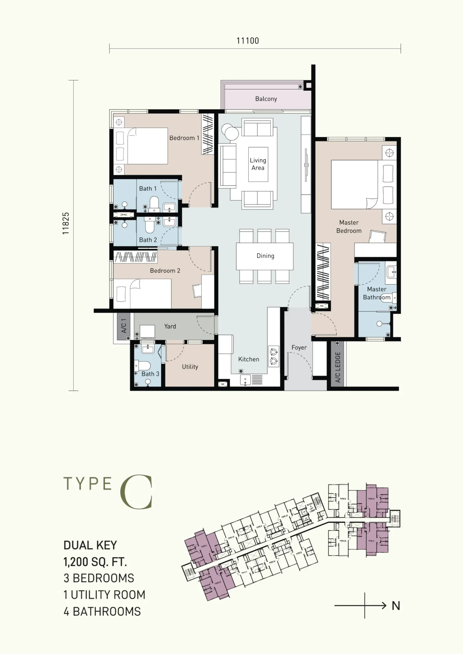 Bayu Timur Residences TYPE C floor plan