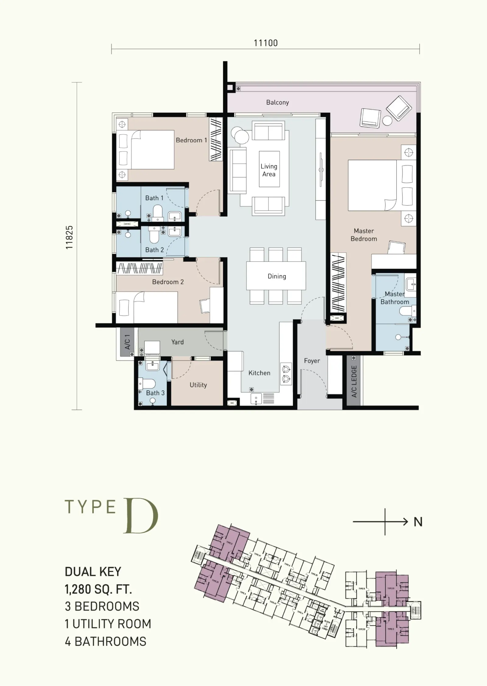 Bayu Timur Residences TYPE D floor plan