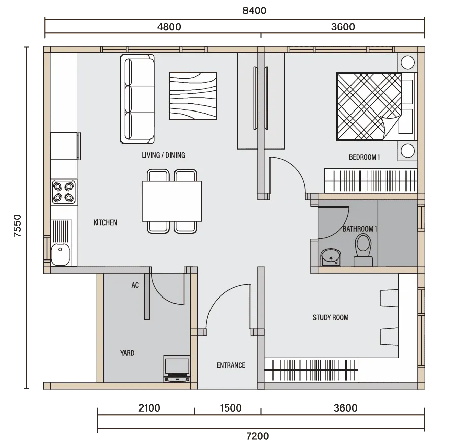 Daya 1 Residence TYPE A1 floor plan