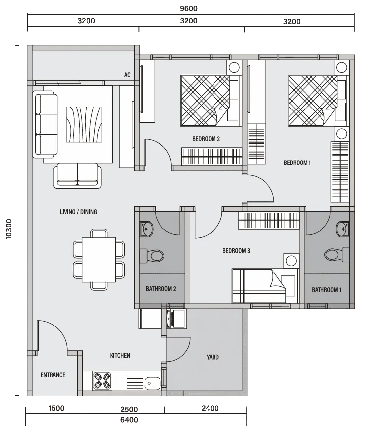 Daya 1 Residence TYPE C floor plan
