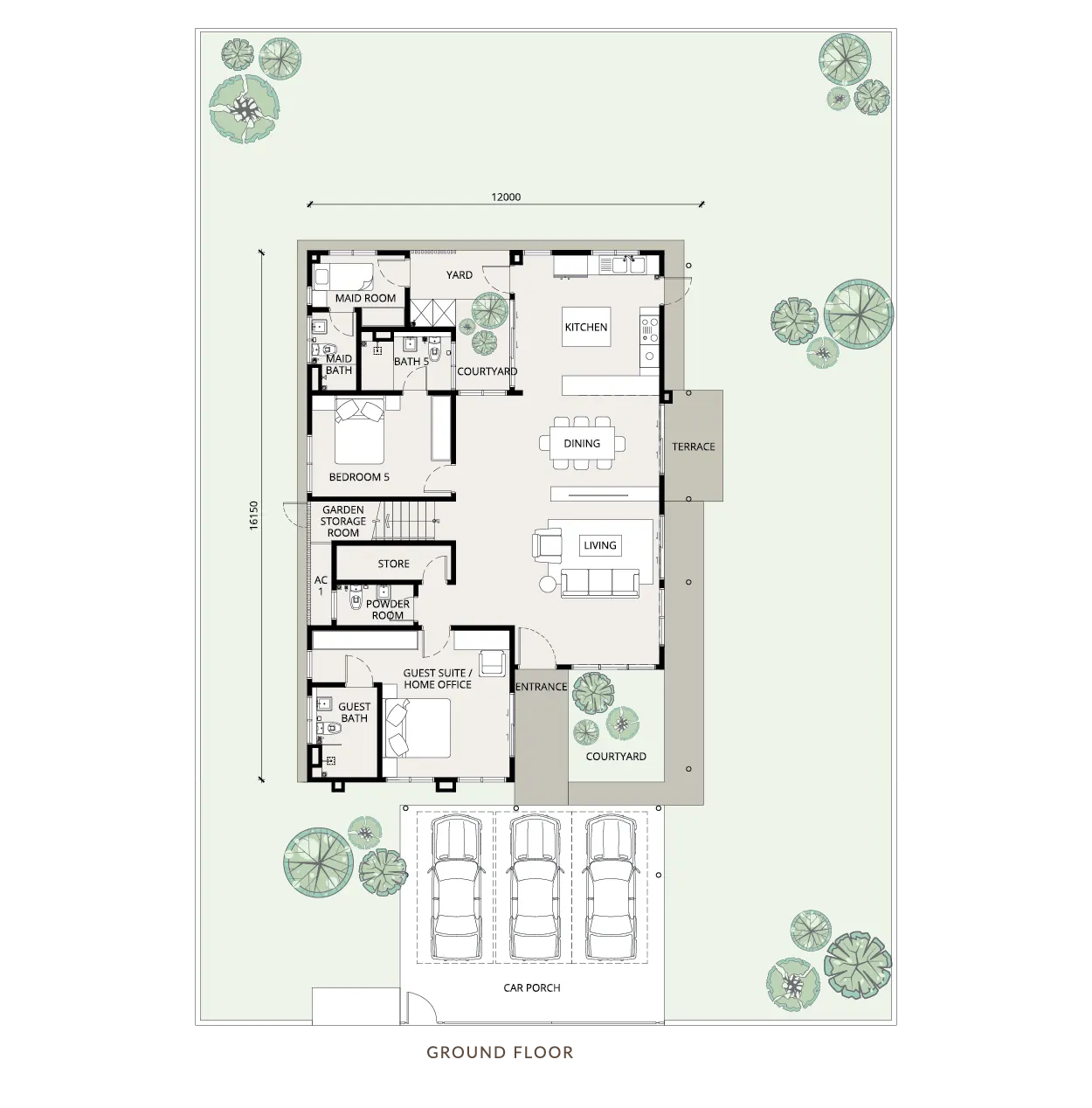 Myra Tenuman Halaman 1 Type V1 — Ground floor floor plan