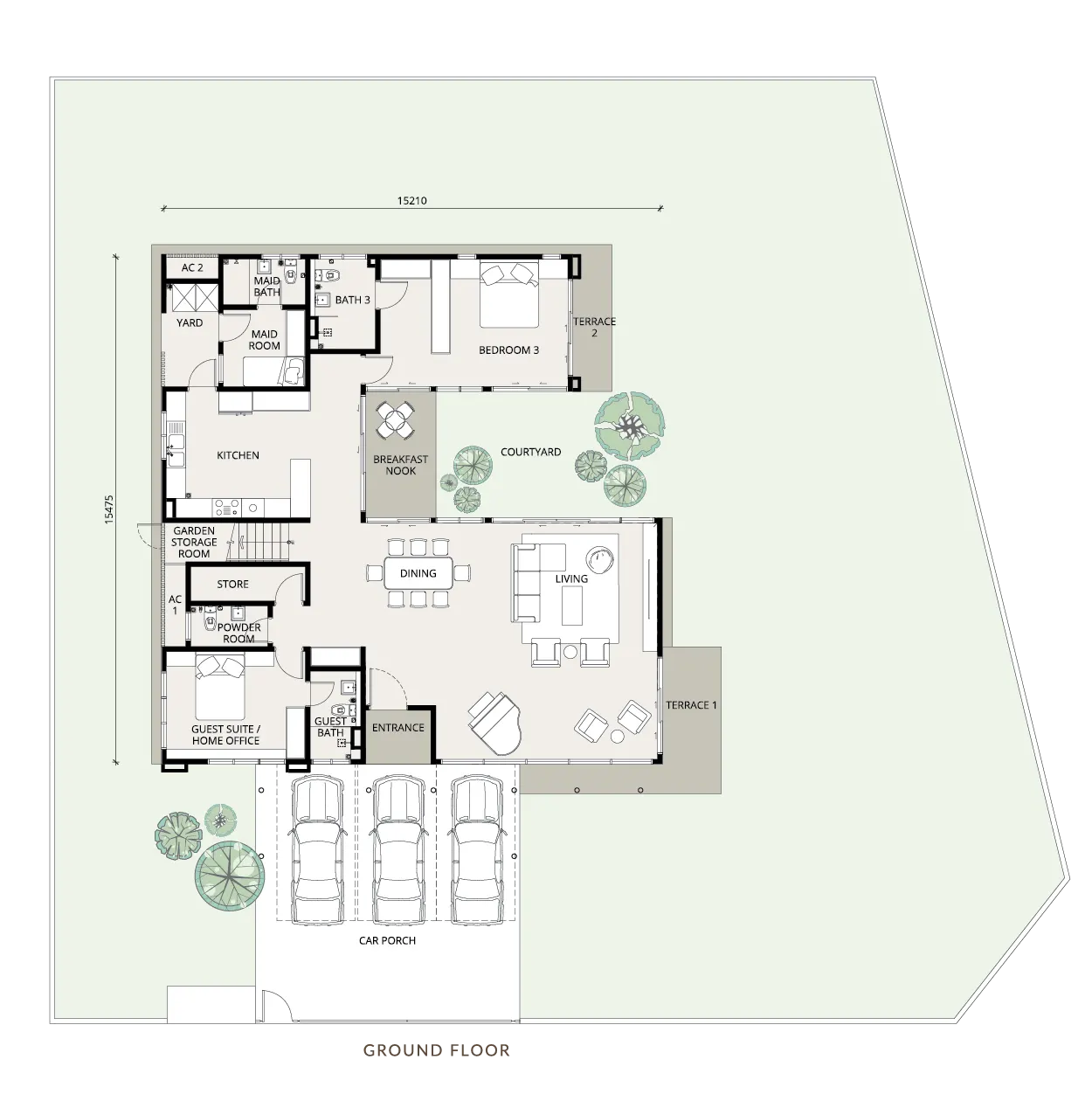 Myra Tenuman Halaman 1 Type V2 — Ground floor floor plan