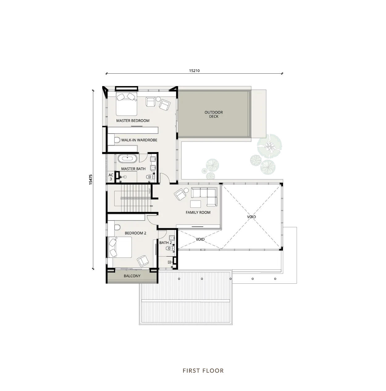 Myra Tenuman Halaman 1 Type V2 — First floor floor plan