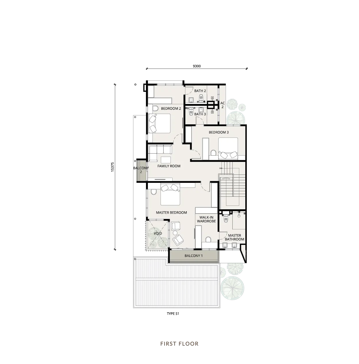 Myra Tenuman Halaman 1 Type S1 — First floor floor plan
