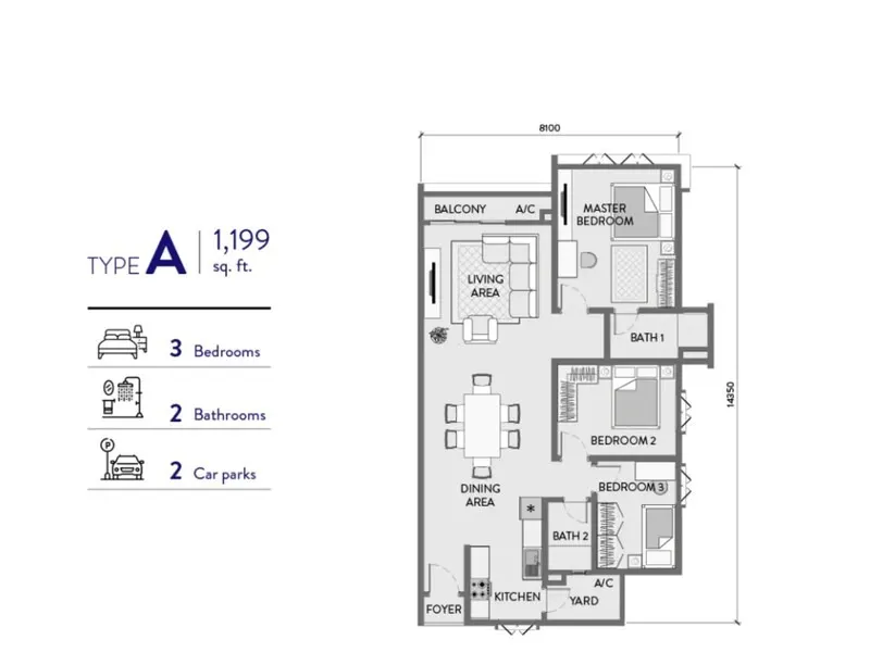 Padang Residences Type A floor plan