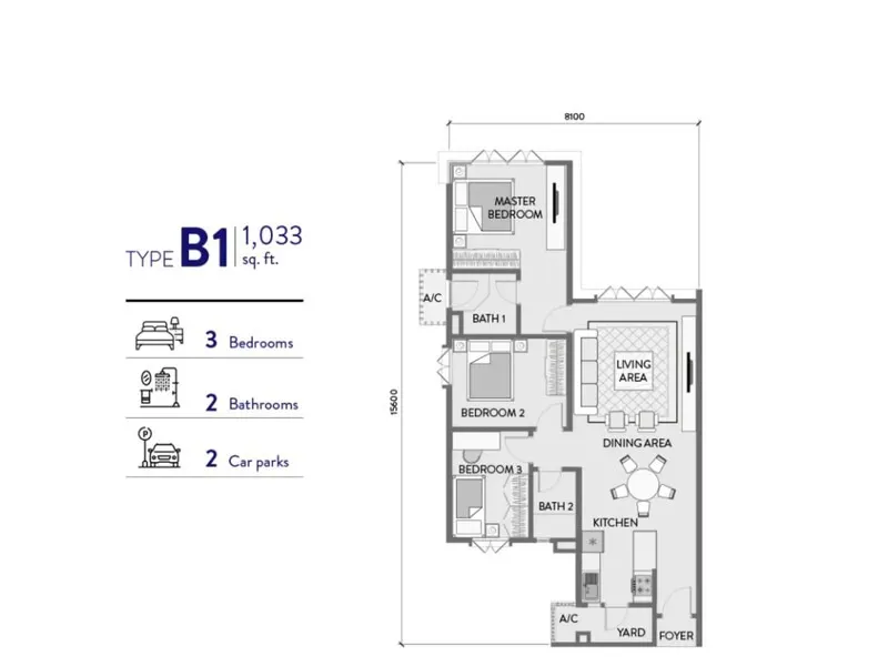 Padang Residences Type B1 floor plan