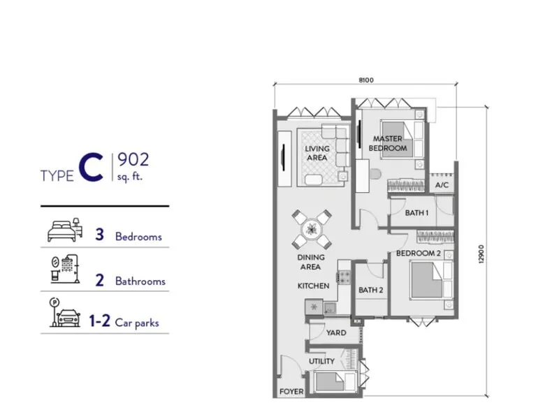 Padang Residences Type C floor plan