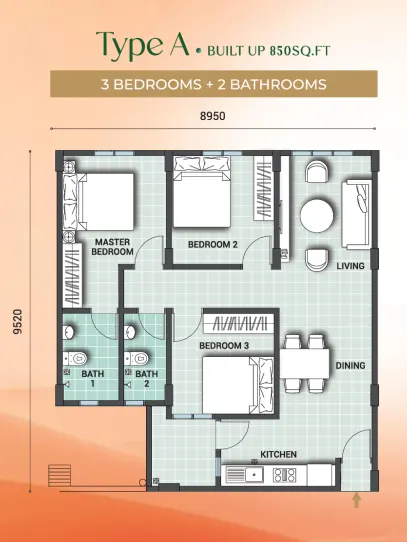 Sentrio Residences 2 (SN13A) Type A floor plan