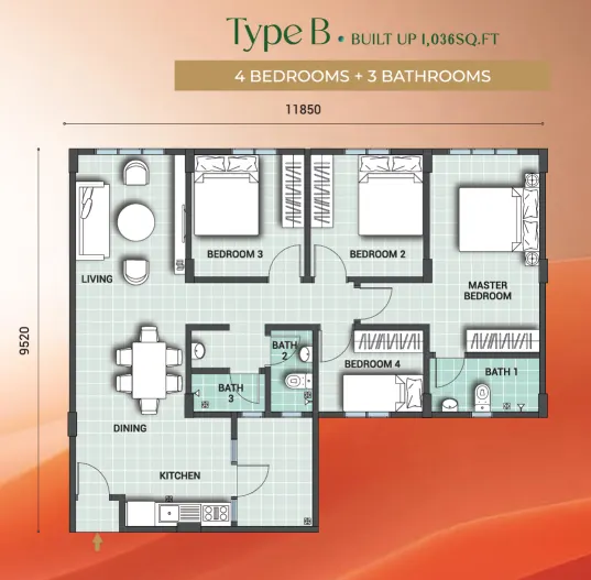 Sentrio Residences 2 (SN13A) Type B floor plan