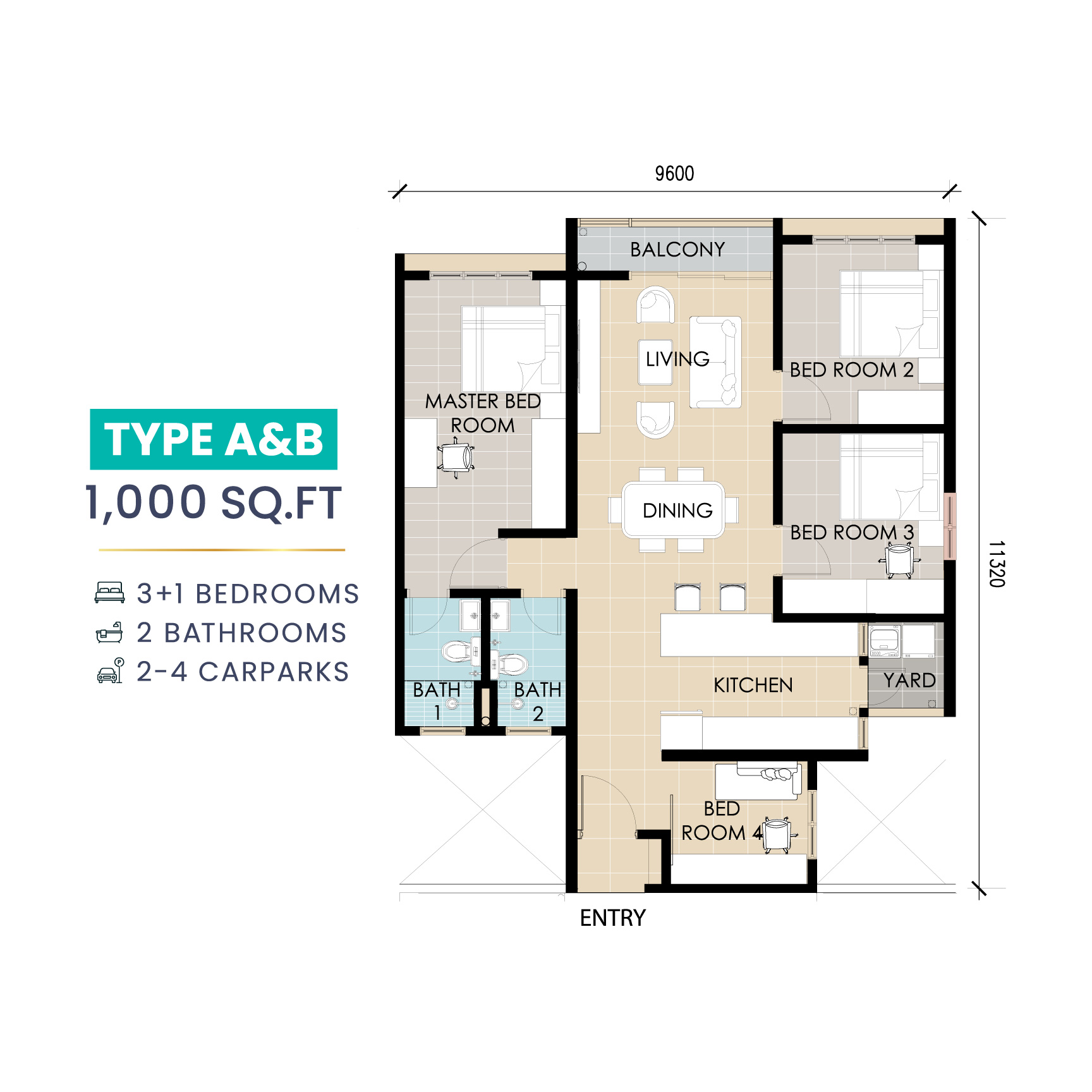 MTD Sutera Vista Residence Type A/B floor plan