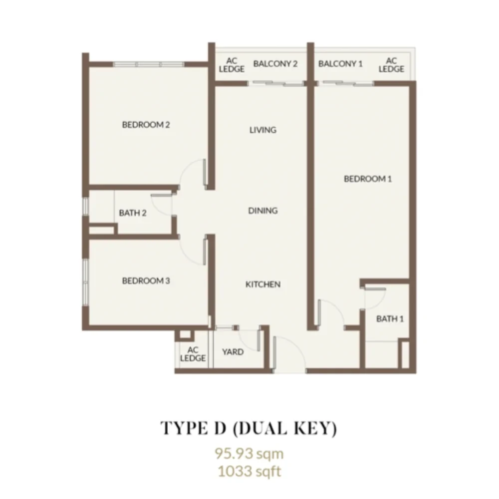 Aethera Residences Type D, dual key floor plan