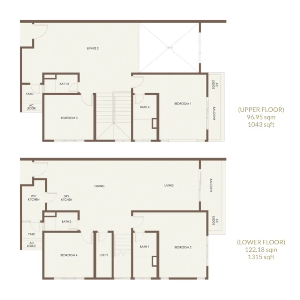 Aethera Residences Type F, duplex floor plan