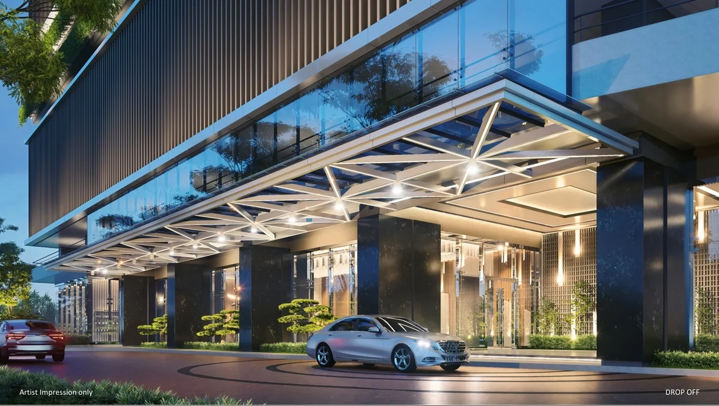 Aethera Residences arrival canopy - marketing illustration