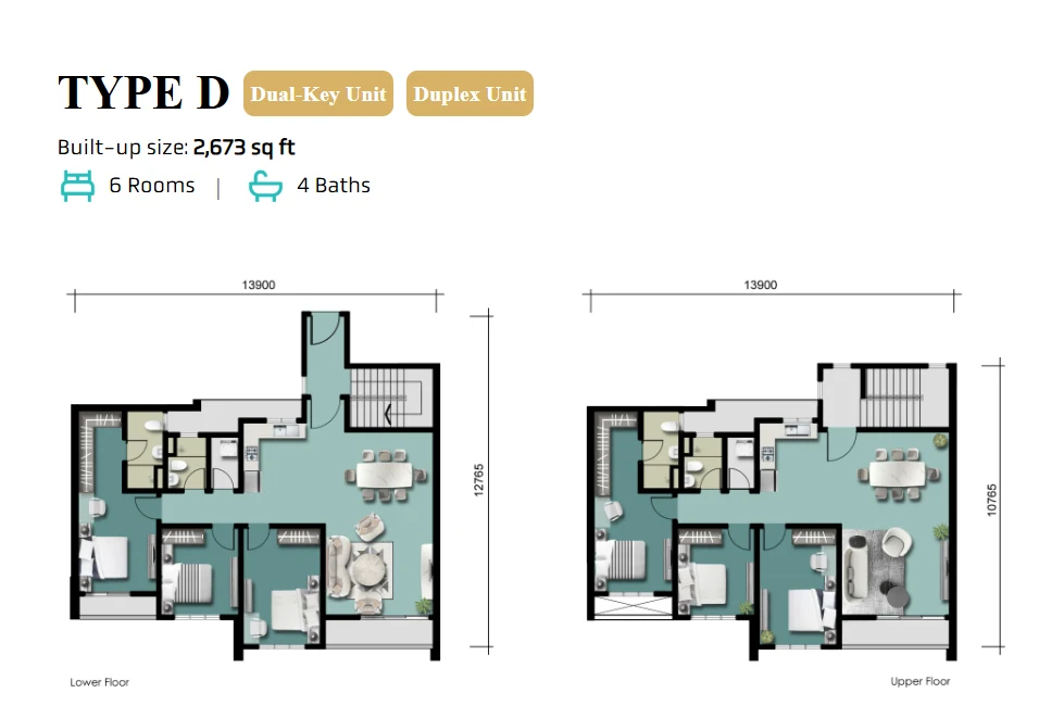 Altus Residency Type D duplex floor plan