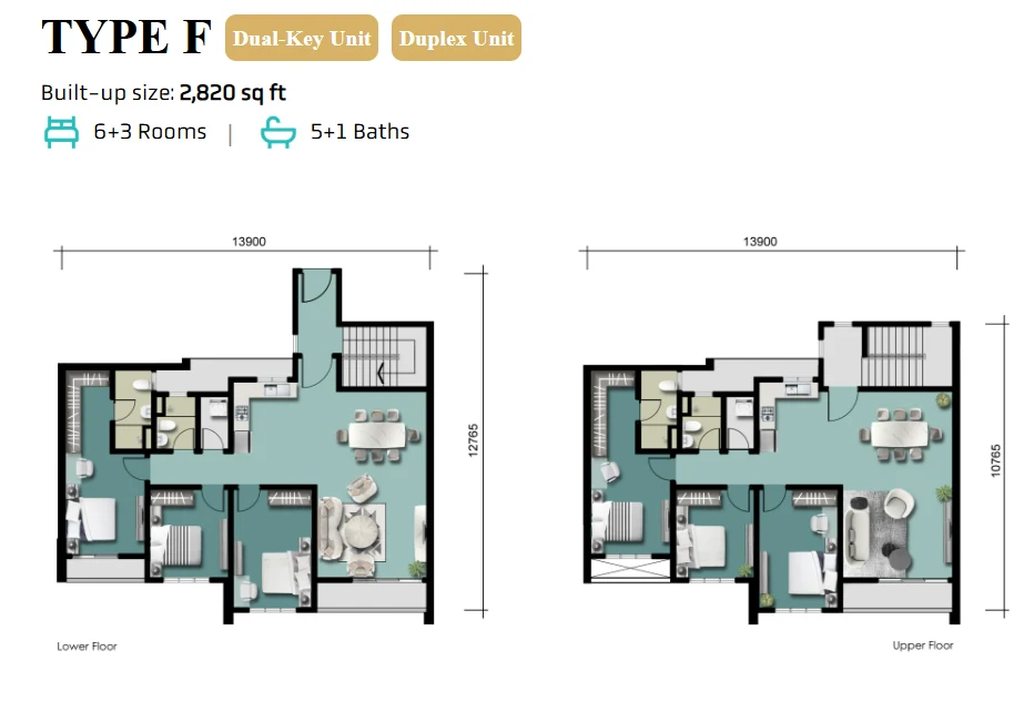 Altus Residency Type F duplex floor plan