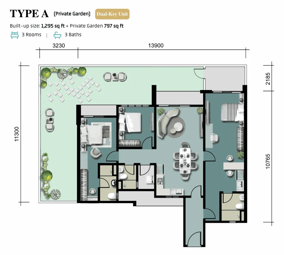 Altus Residency Type A private garden floor plan