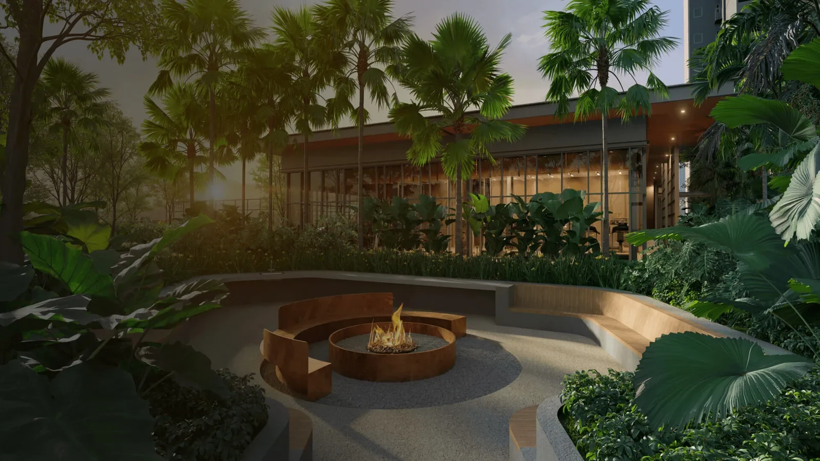 Amberwood Resort Residences garden seating - marketing illustration
