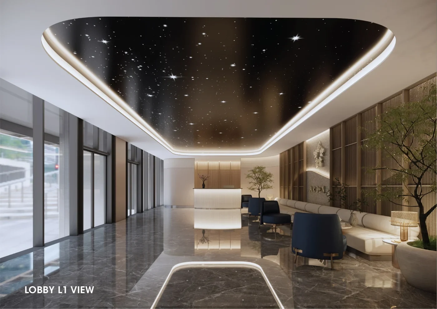 Arden at One Bukit Senyum lobby - marketing illustration