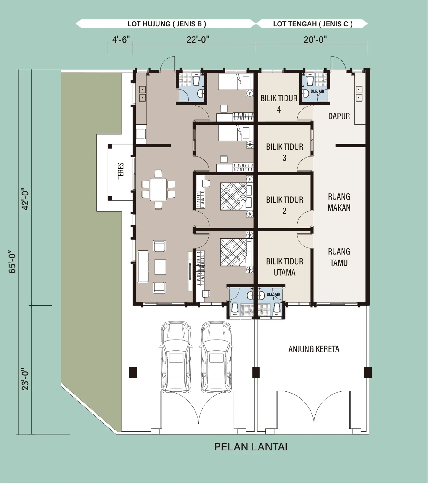 Arena Perpaduan Utama Single-storey terrace floor plan