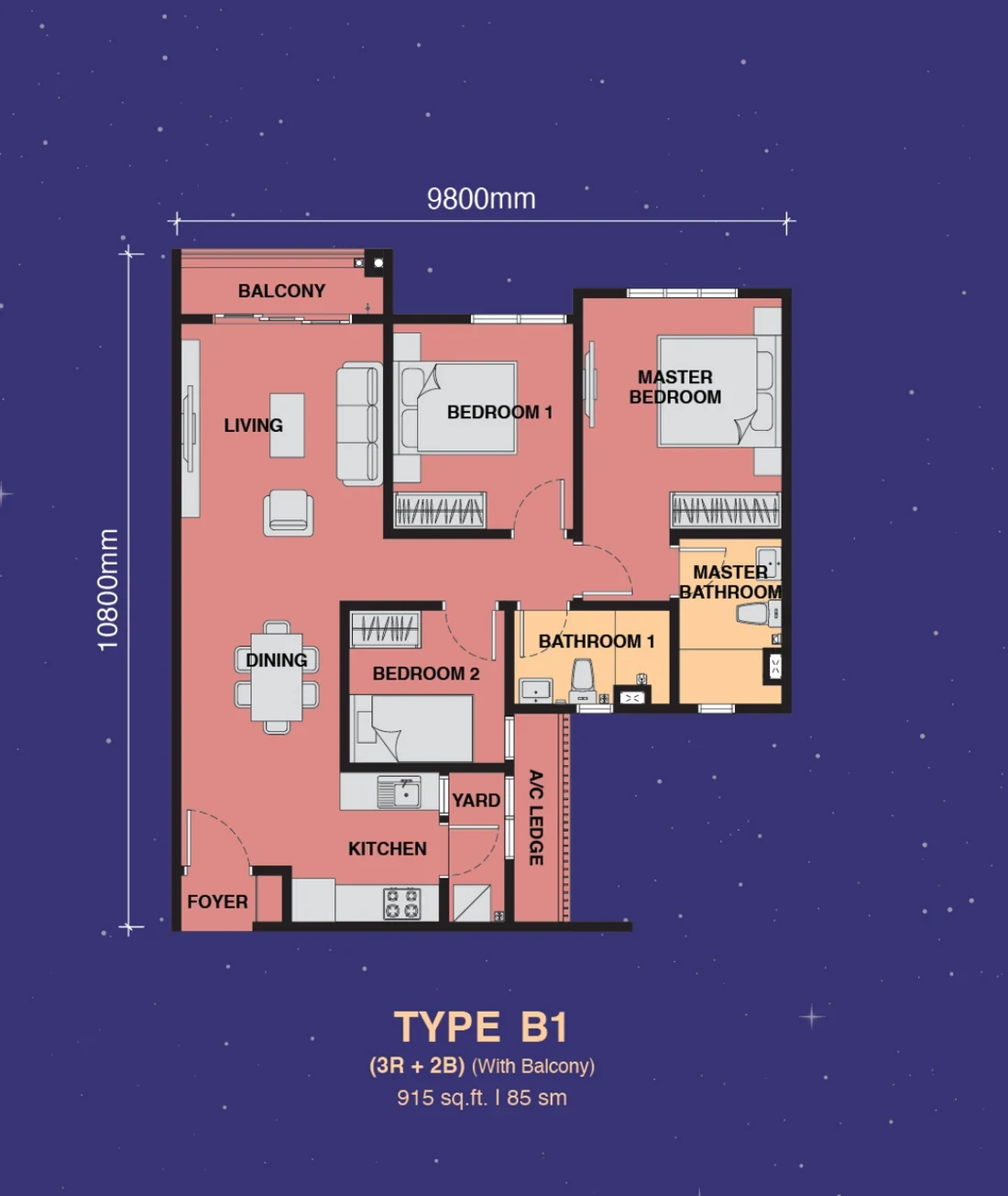 The Asteriaz Type B1 floor plan