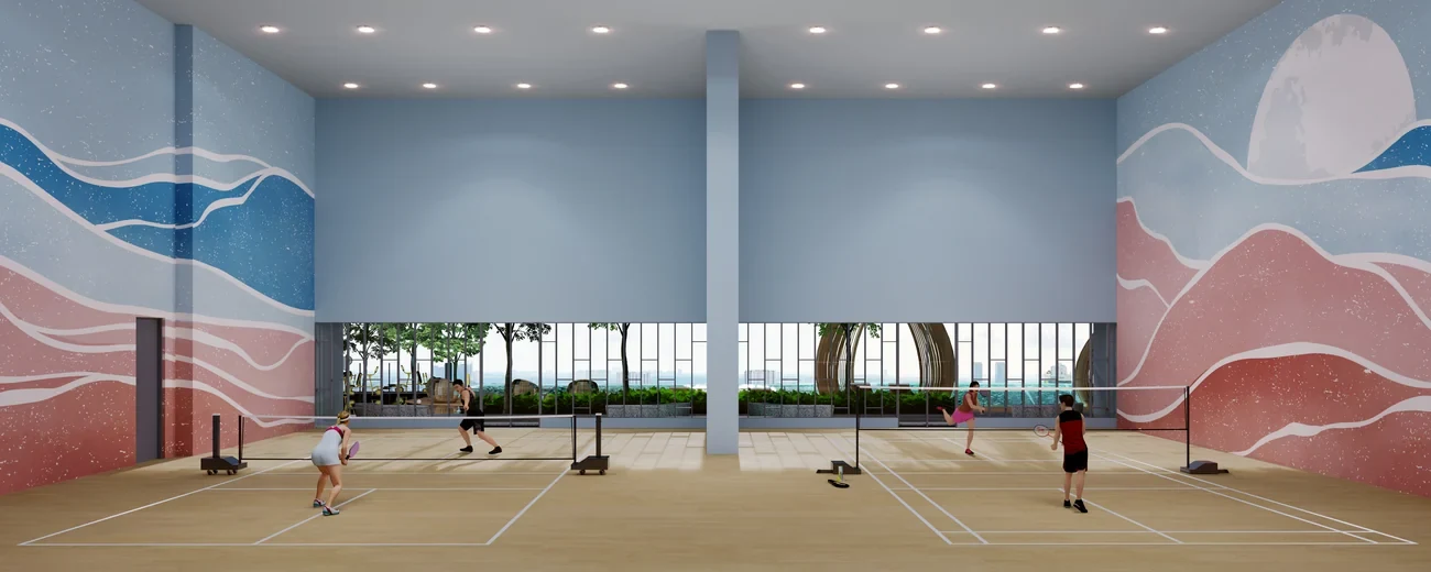 The Asteriaz indoor sports court - marketing illustration
